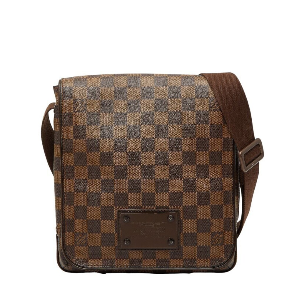 Louis Vuitton Damier Brooklyn Shoulder Bag Brown Leather